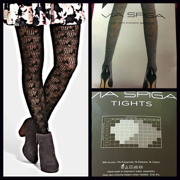 VIA SPIGA BLACK CROCHET LACE SWEATER TIGHTS - Picture 4 of 5